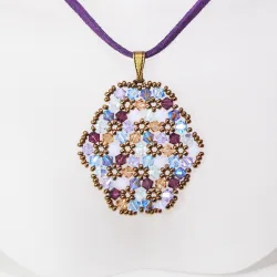 Pendant 40cm - Shea Oval-Purple Suedine - Pendant 40cm - Laiton bronze